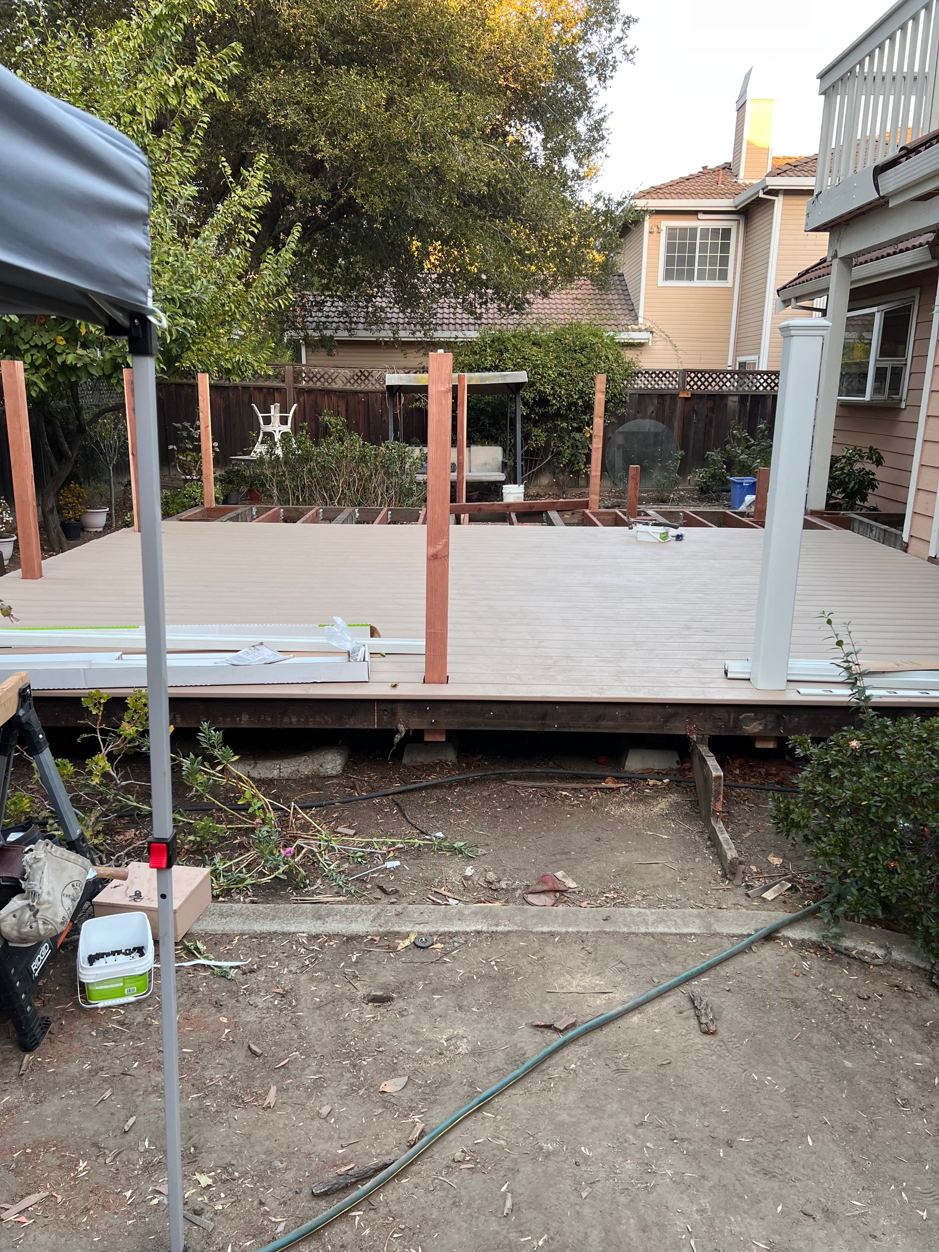 Composite deck framing under construction by Far West Builders in SF Bay Area